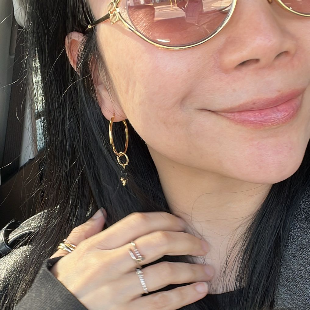 Black Spinel Hoop Earrings