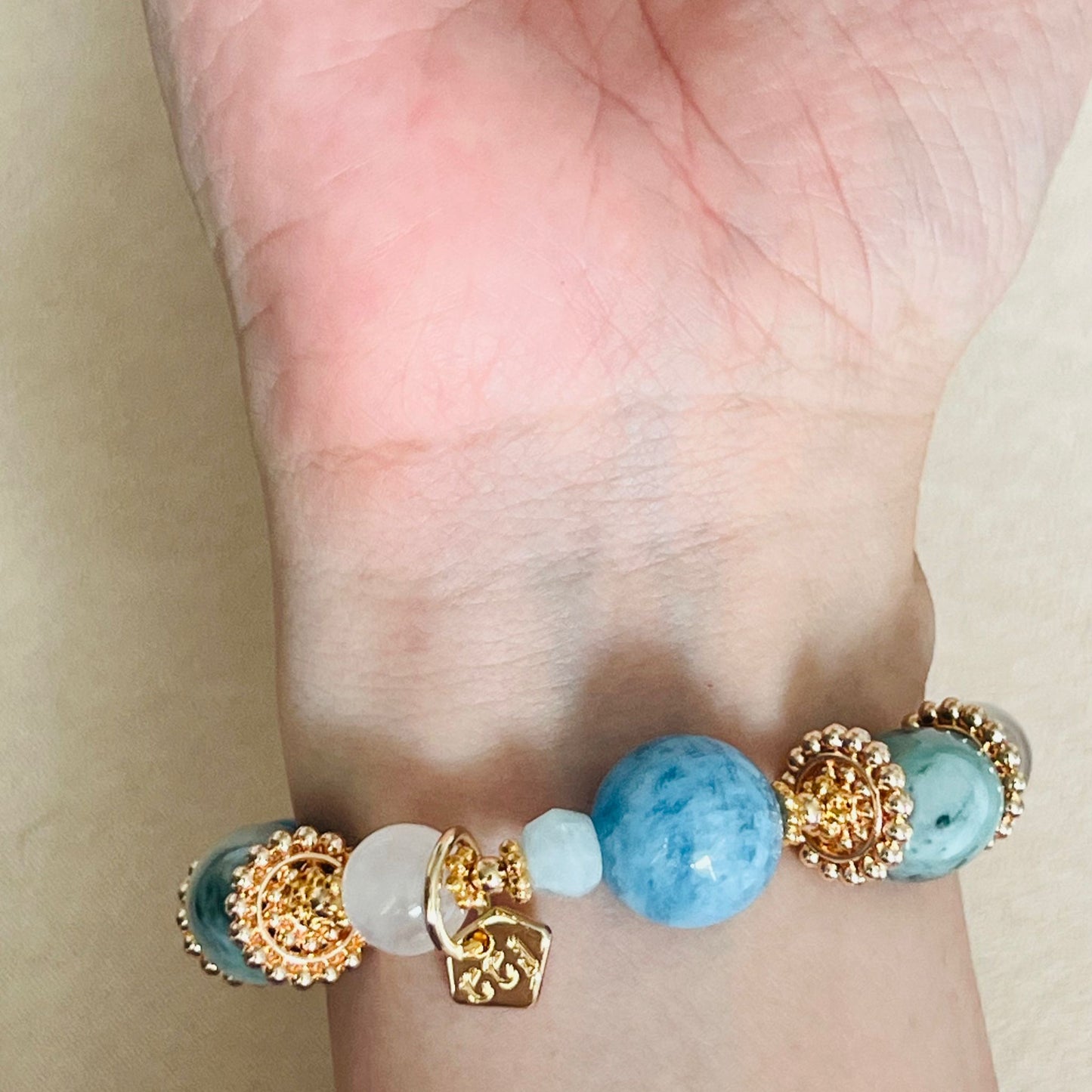 Aquamarine, Jade & Moonstone Bracelet