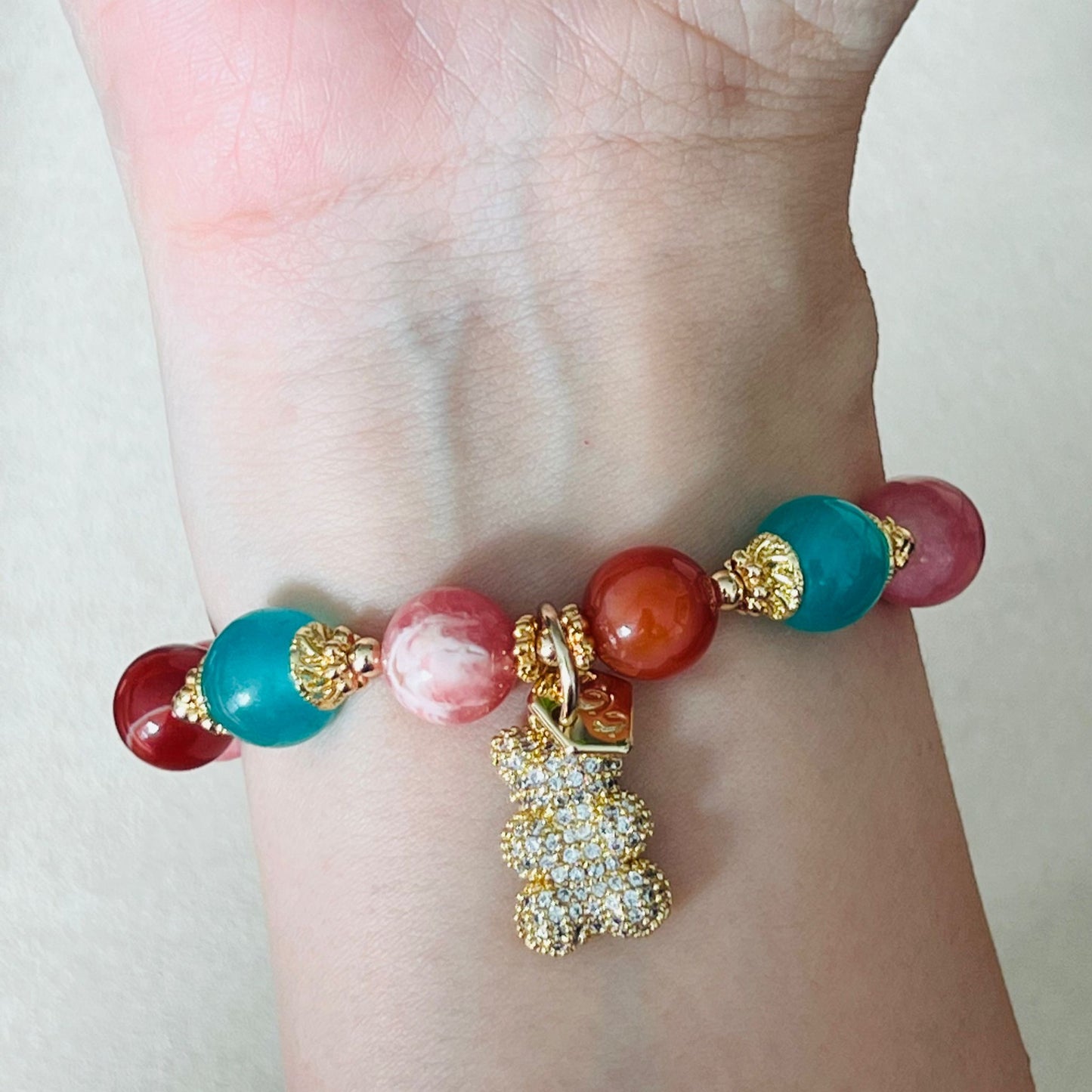 Amazonite, Carnelian & Rhodochrosite Bracelet