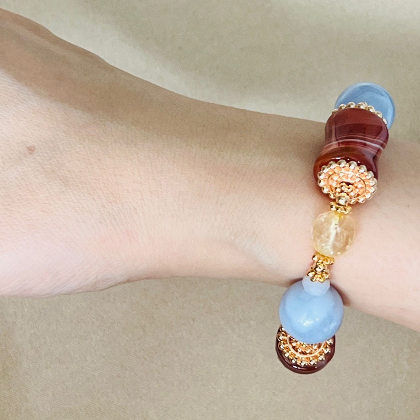 Carnelian, Blue Lace Agate & Citrine Bracelet