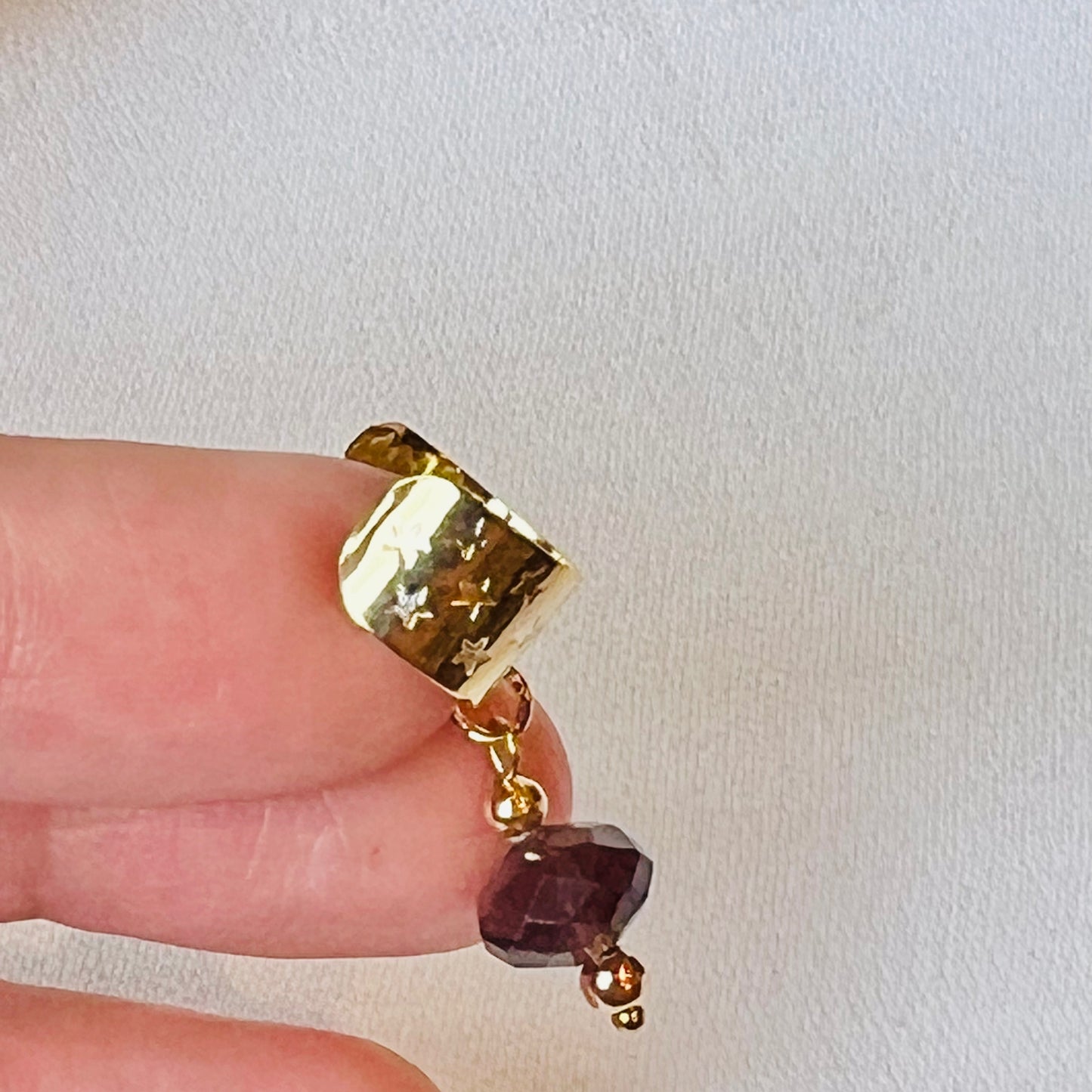 Deep Purple Fluorite Ear Cuff