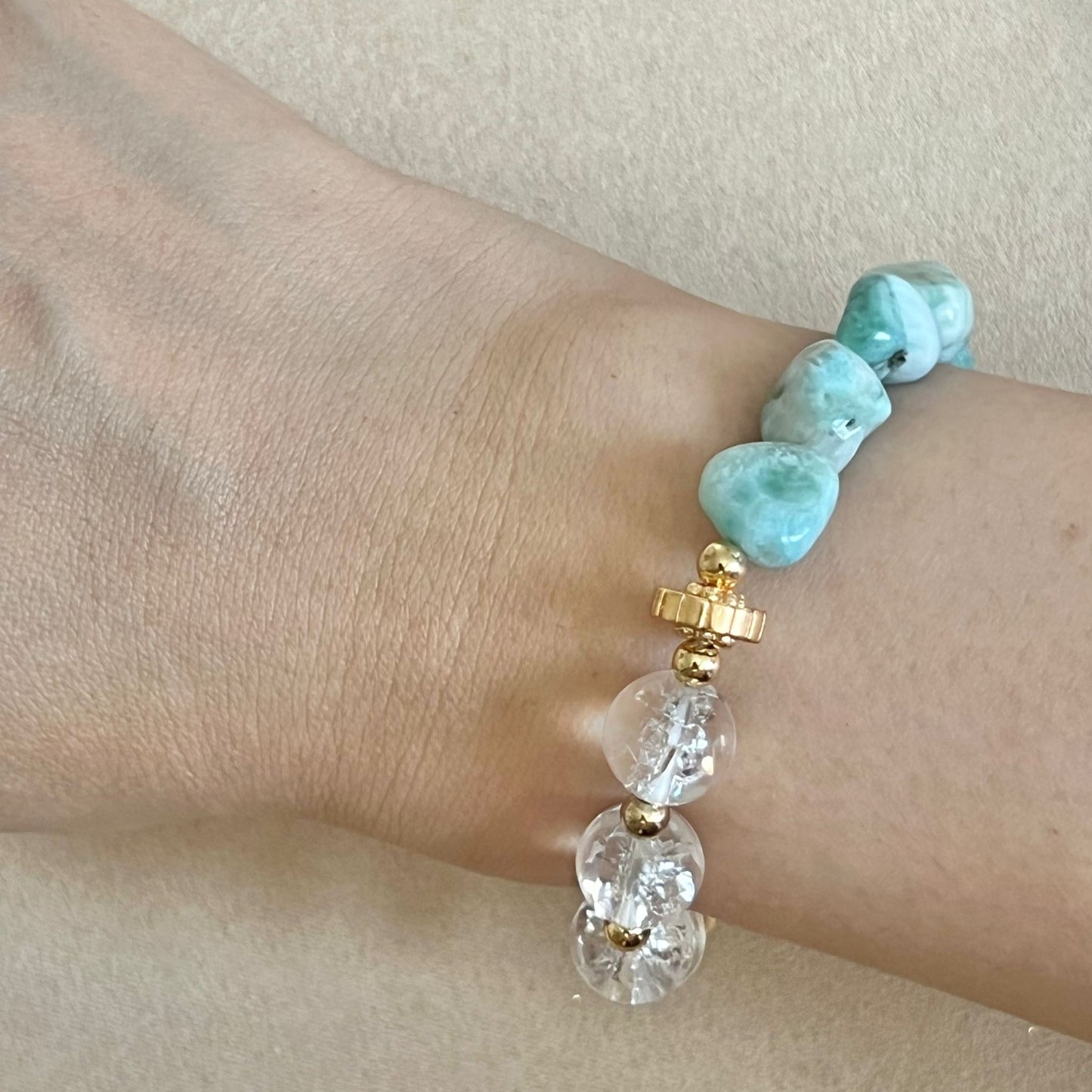 Raw Larimar & Himalayan Quartz Bracelet