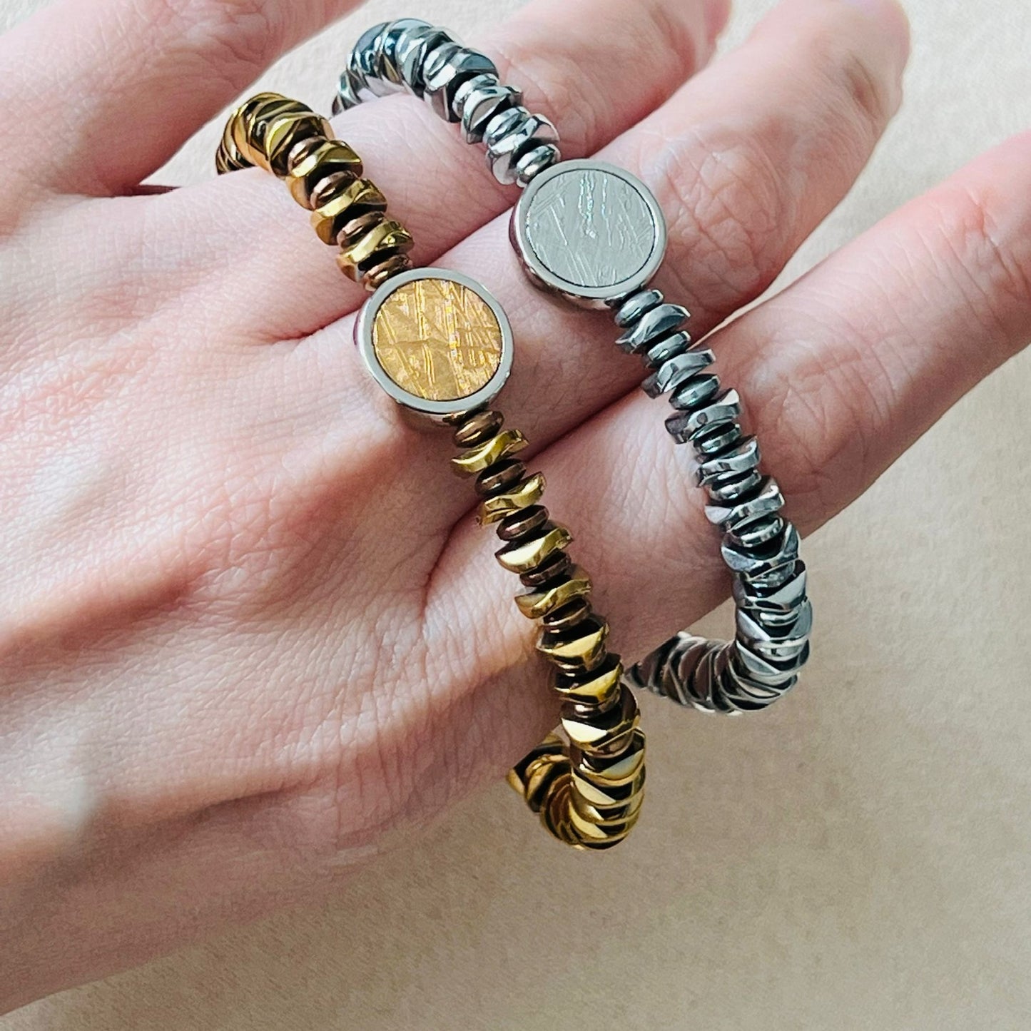 White Gold Meteorite Bracelet