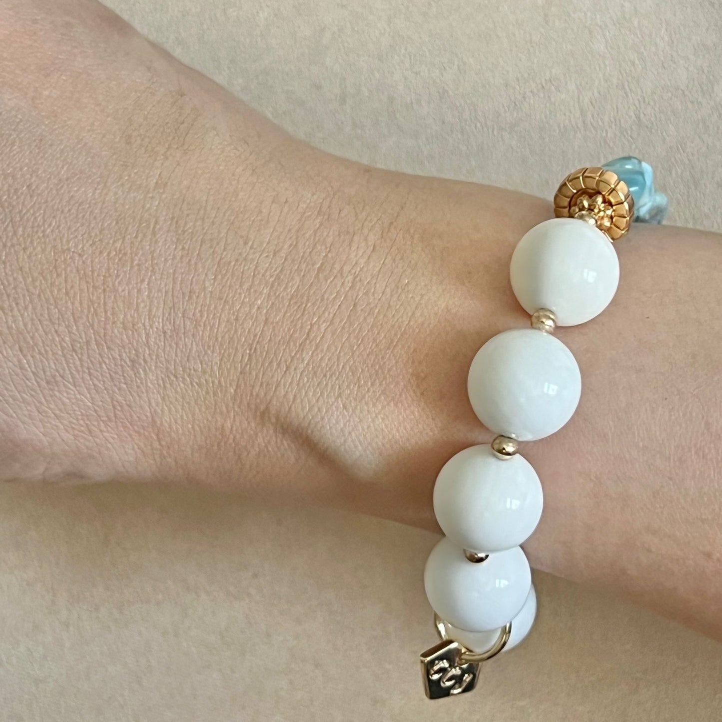 Raw Larimar & White Coral Bracelet