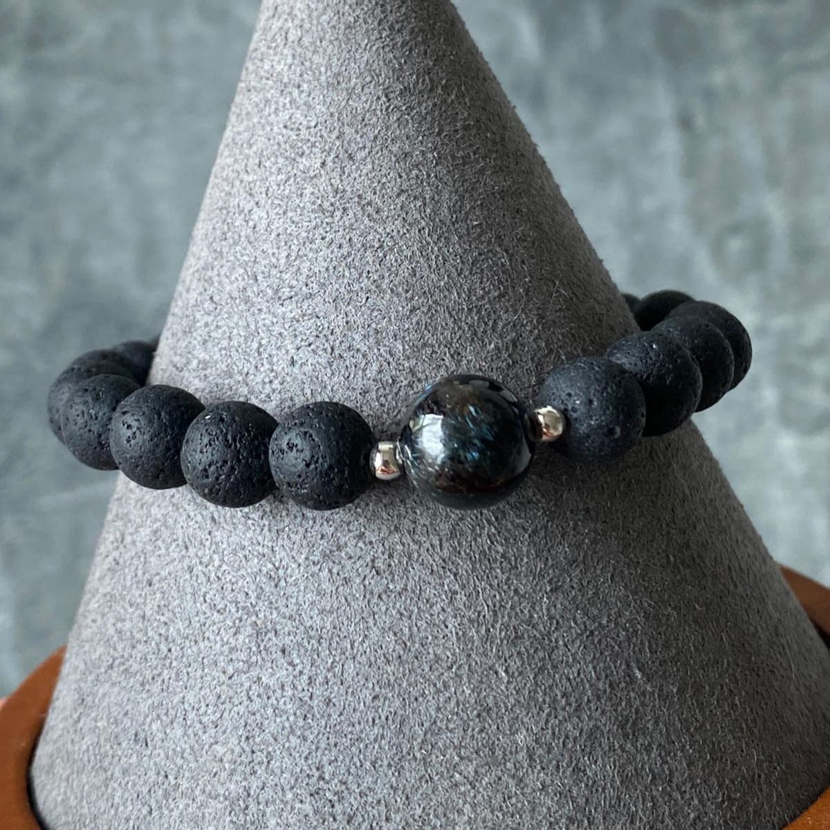 Arfvedsonite & Lava Stone Men Bracelet