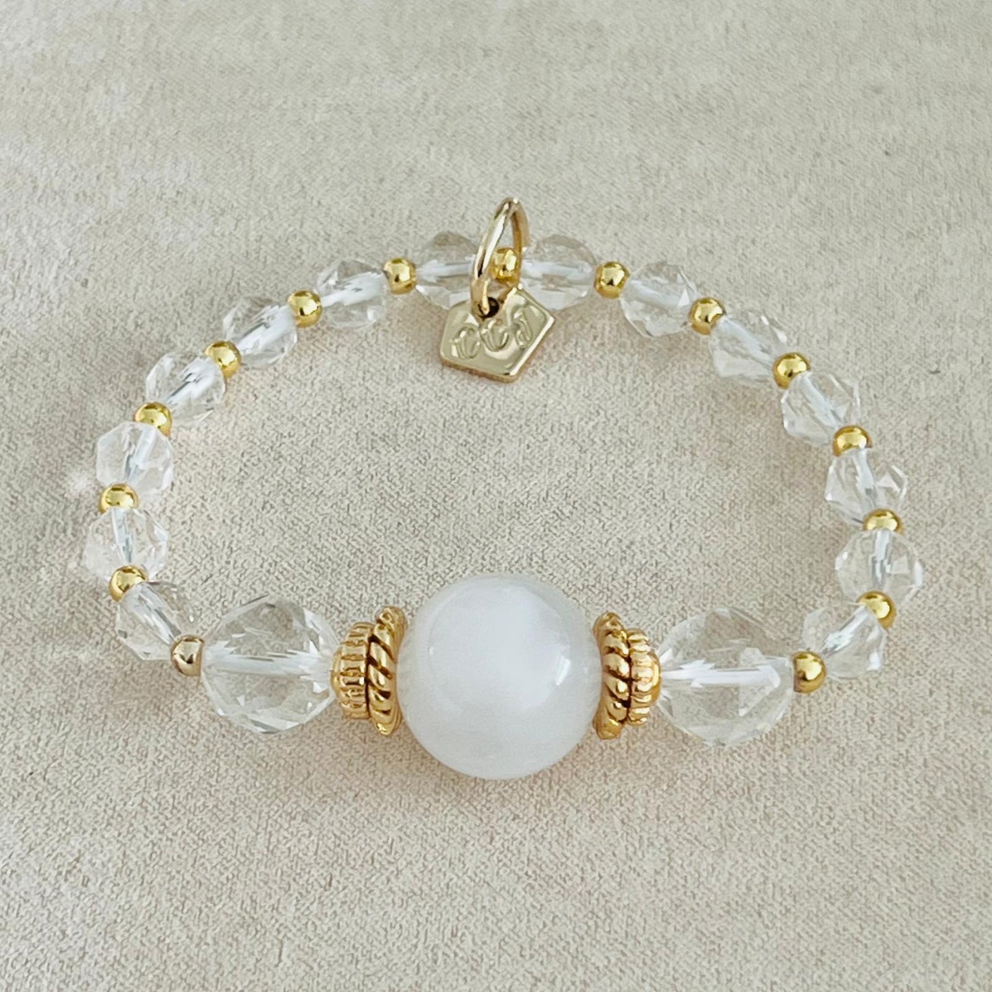 Sparkly Moonstone & Quartz Bracelet