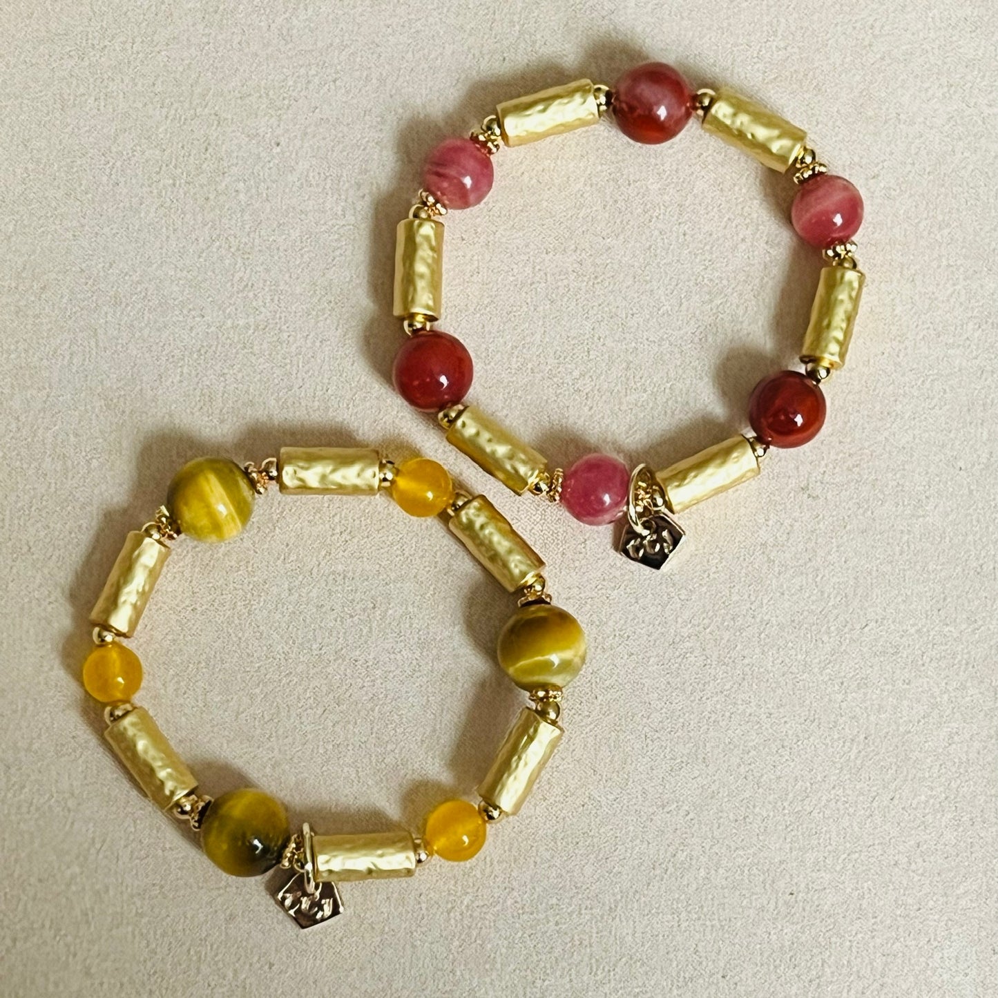 Lucky 6 Rhodochrosite & Red Agate Bracelet