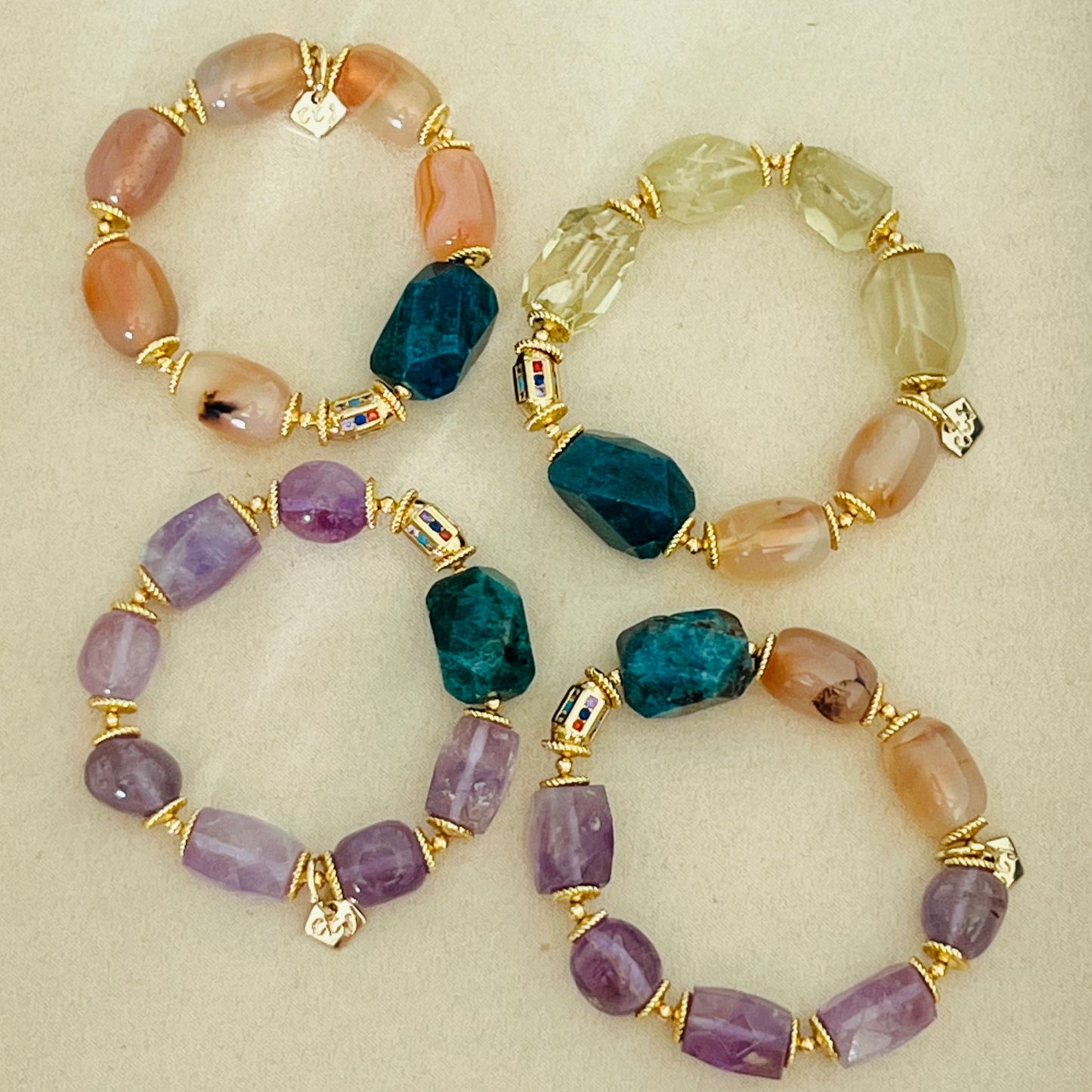 Raw Blue Apatite & Lavender Amethyst Bracelet