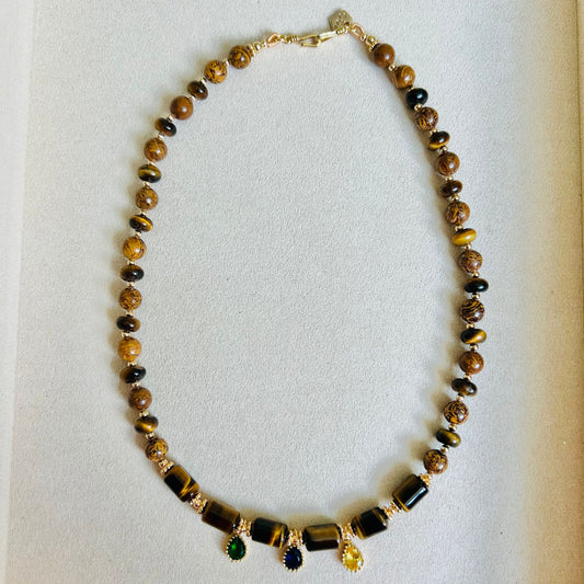 Tigereye & Elephant Jasper Necklace