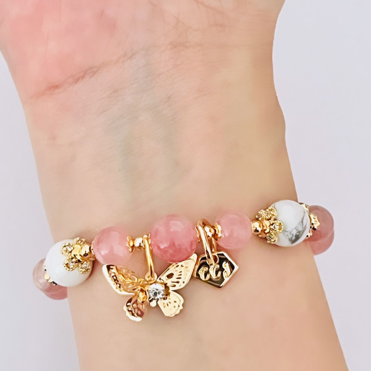 Madagascar Rose Quartz & Howlite Bracelet