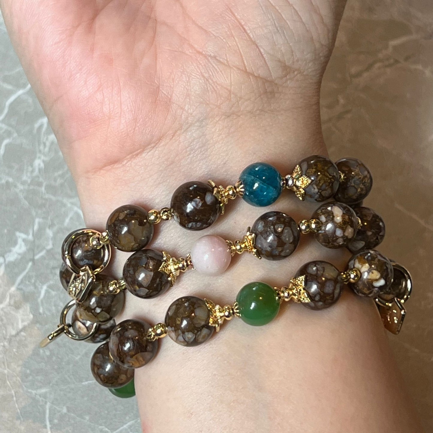 Ironstone Boulder Opal & Chrysoprase Bracelet