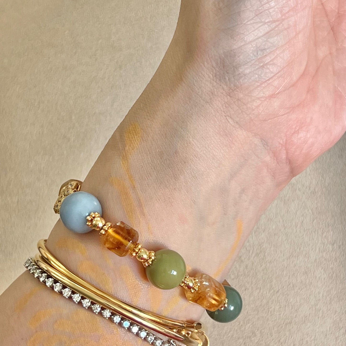 Star Alashan Agate Rainbow Bracelet