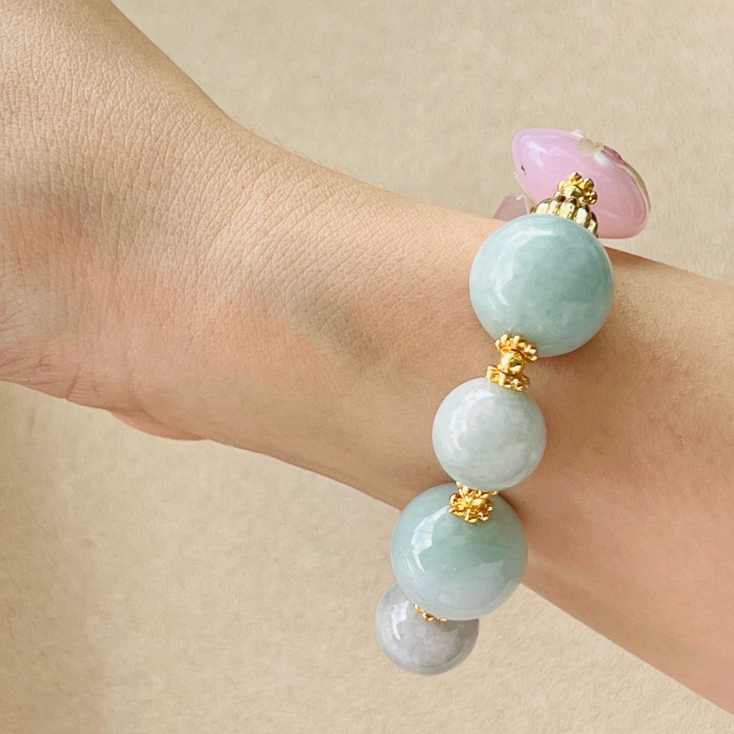 Jade & Raw Rose Quartz Bracelet