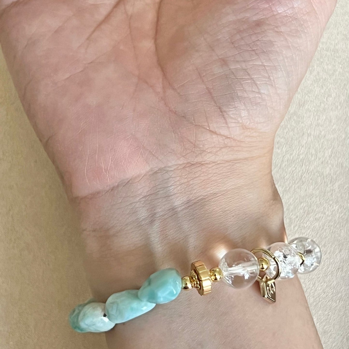 Raw Larimar & Himalayan Quartz Bracelet