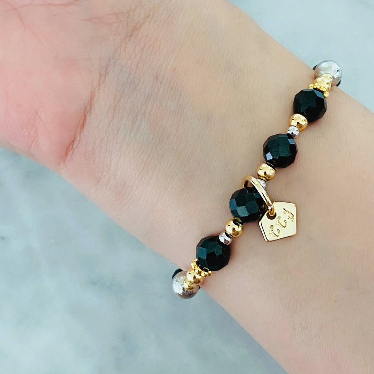 Meteorite & Black Spinel Bracelet