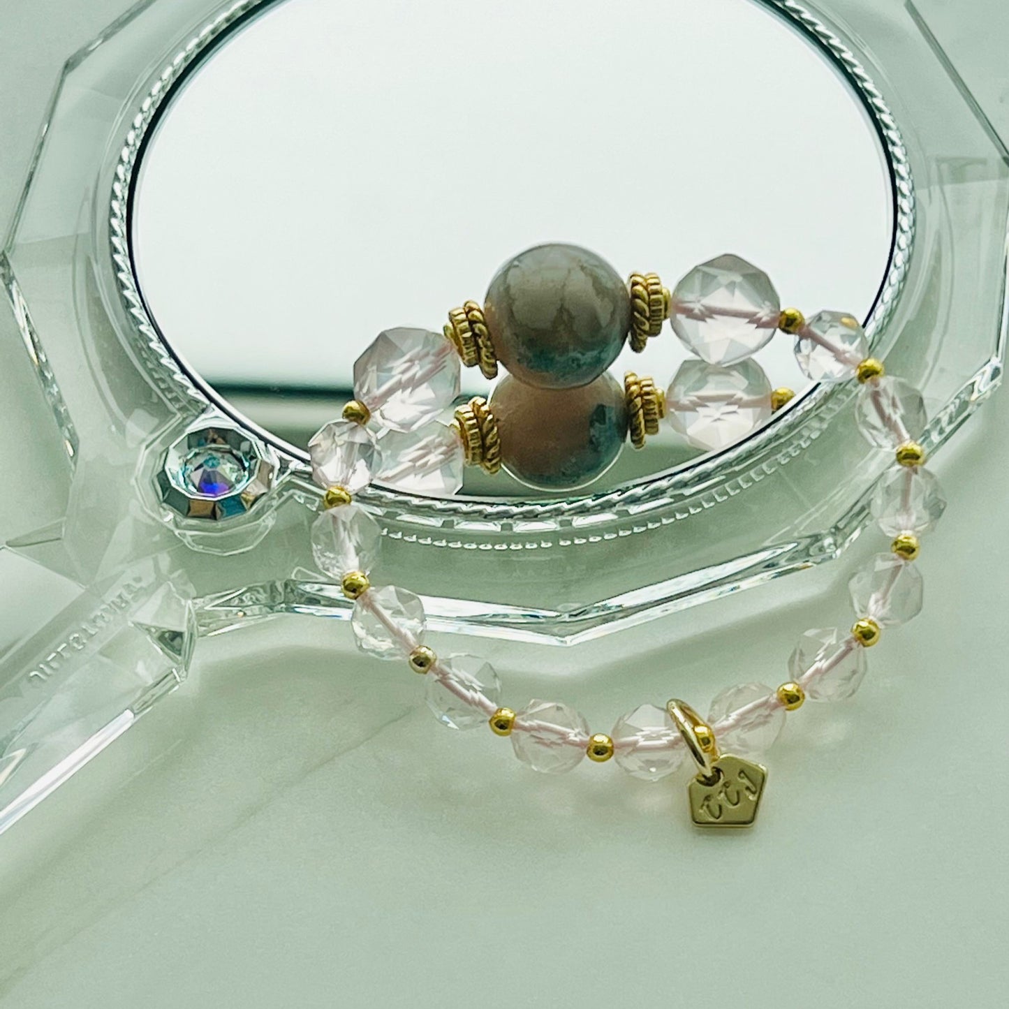 Sparkly Sakura Agate & Rose Quartz Bracelet