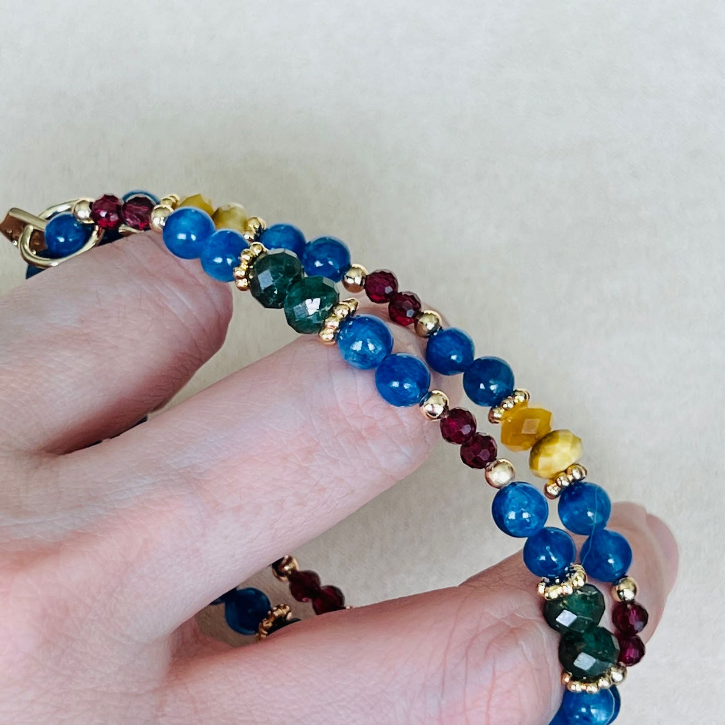 Baby Kyanite, Apatite & Garnet Bracelet