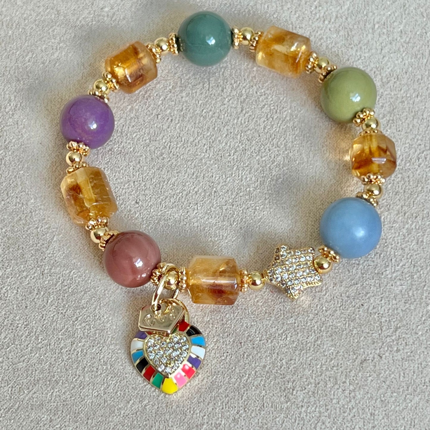 Star Alashan Agate Rainbow Bracelet