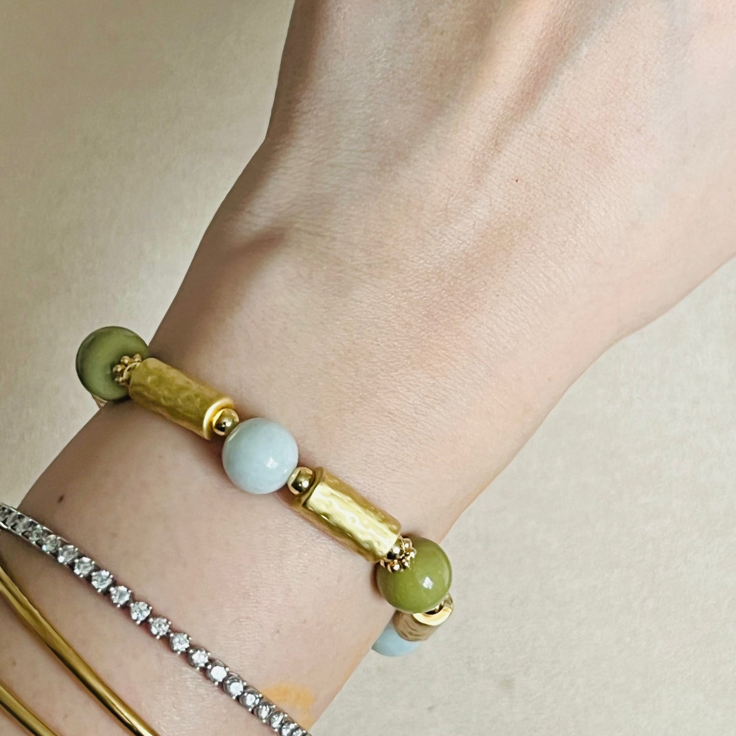 Lucky 6 Jade & Avocado Agate Bracelet