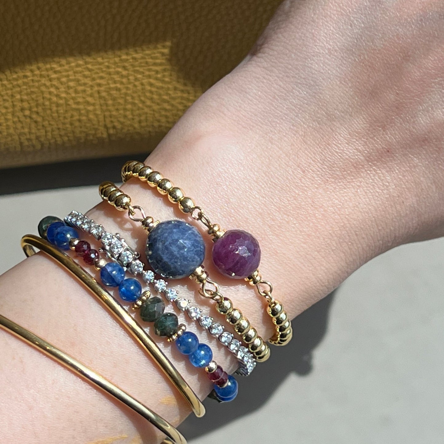 Baby Kyanite, Apatite & Garnet Bracelet