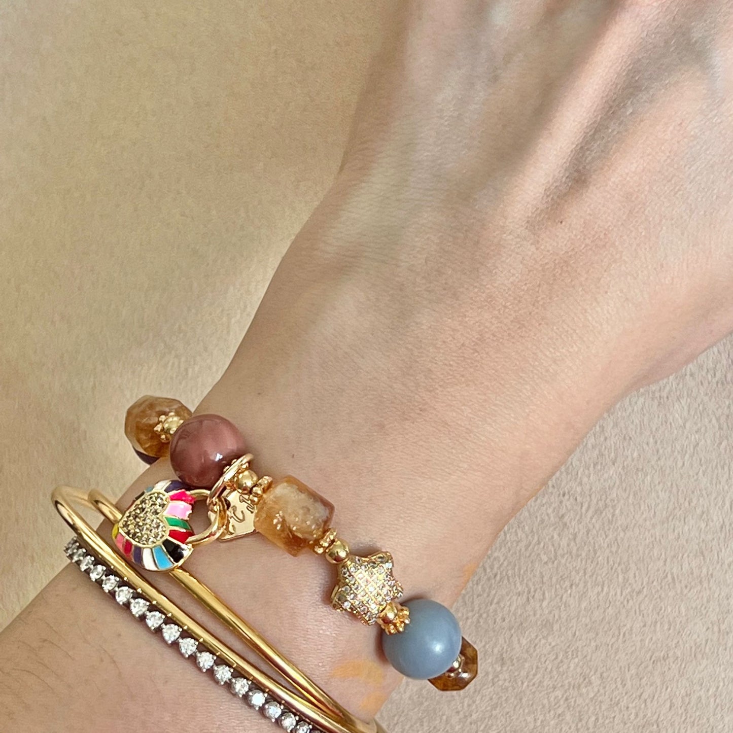 Star Alashan Agate Rainbow Bracelet