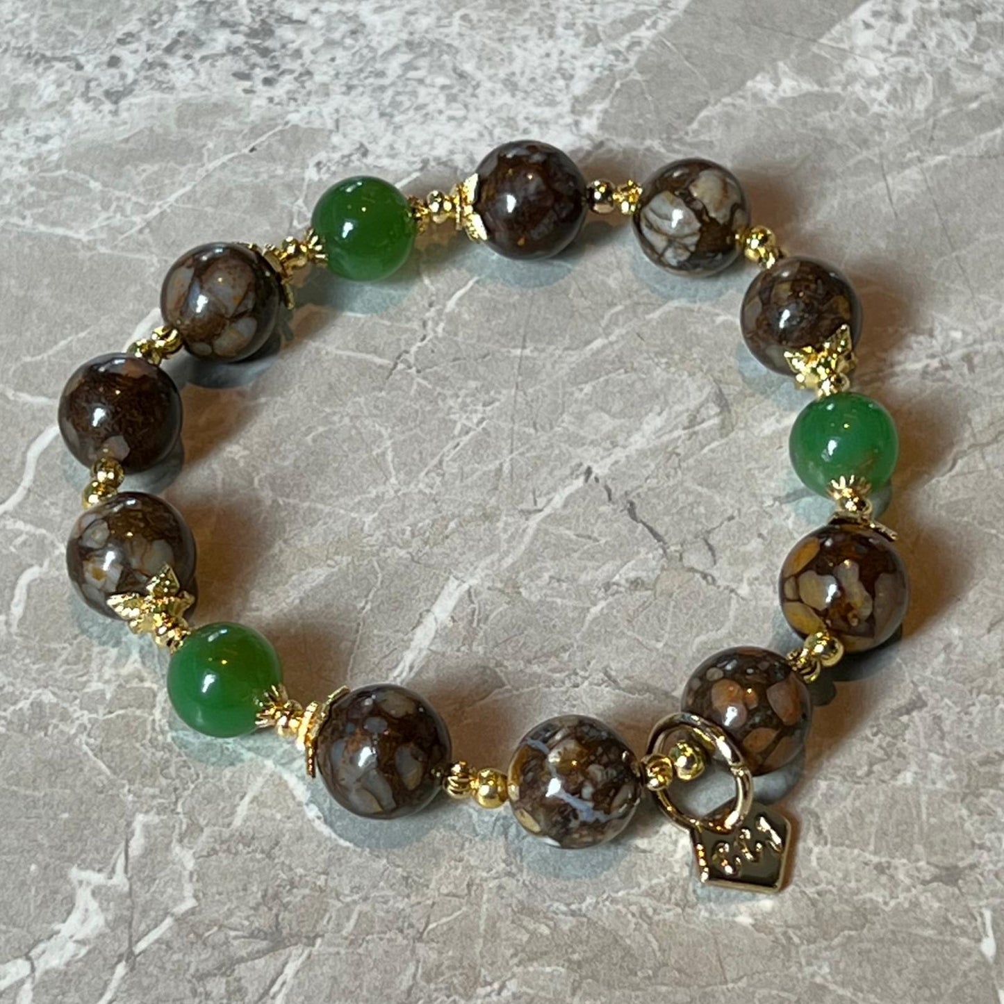 Ironstone Boulder Opal & Chrysoprase Bracelet