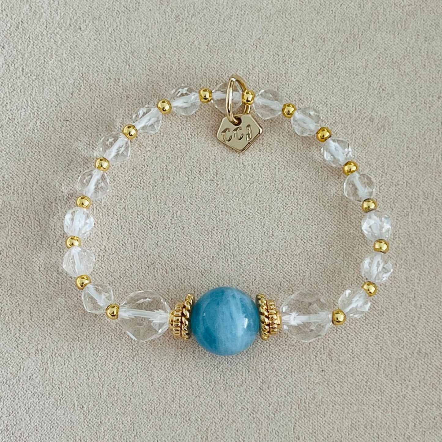 Sparkly Aquamarine & Quartz Bracelet