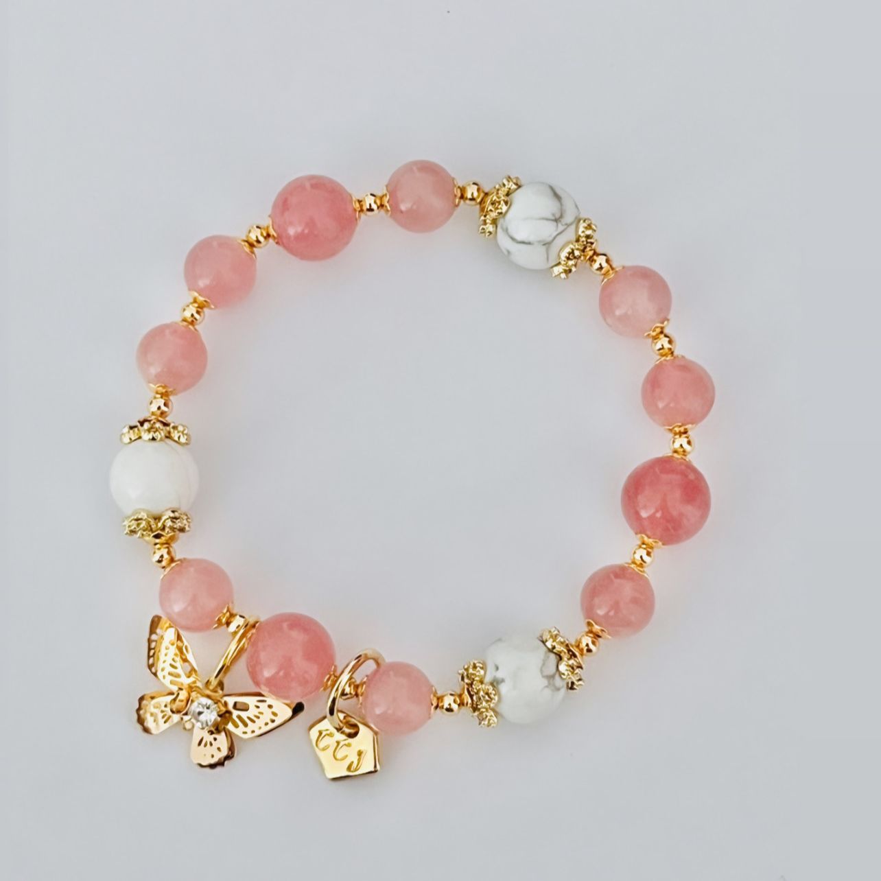 Madagascar Rose Quartz & Howlite Bracelet