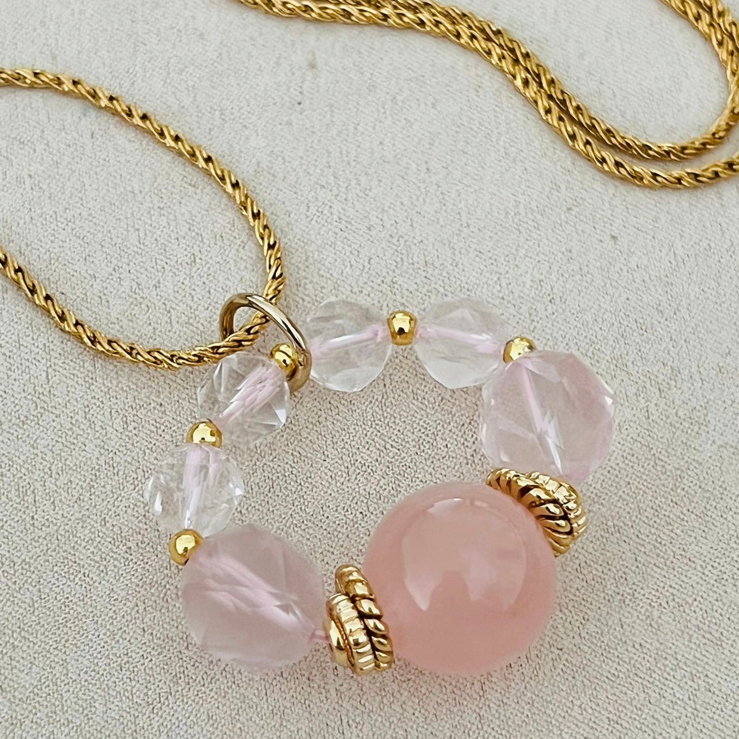 Peach Madagascar Rose Quartz Pendant