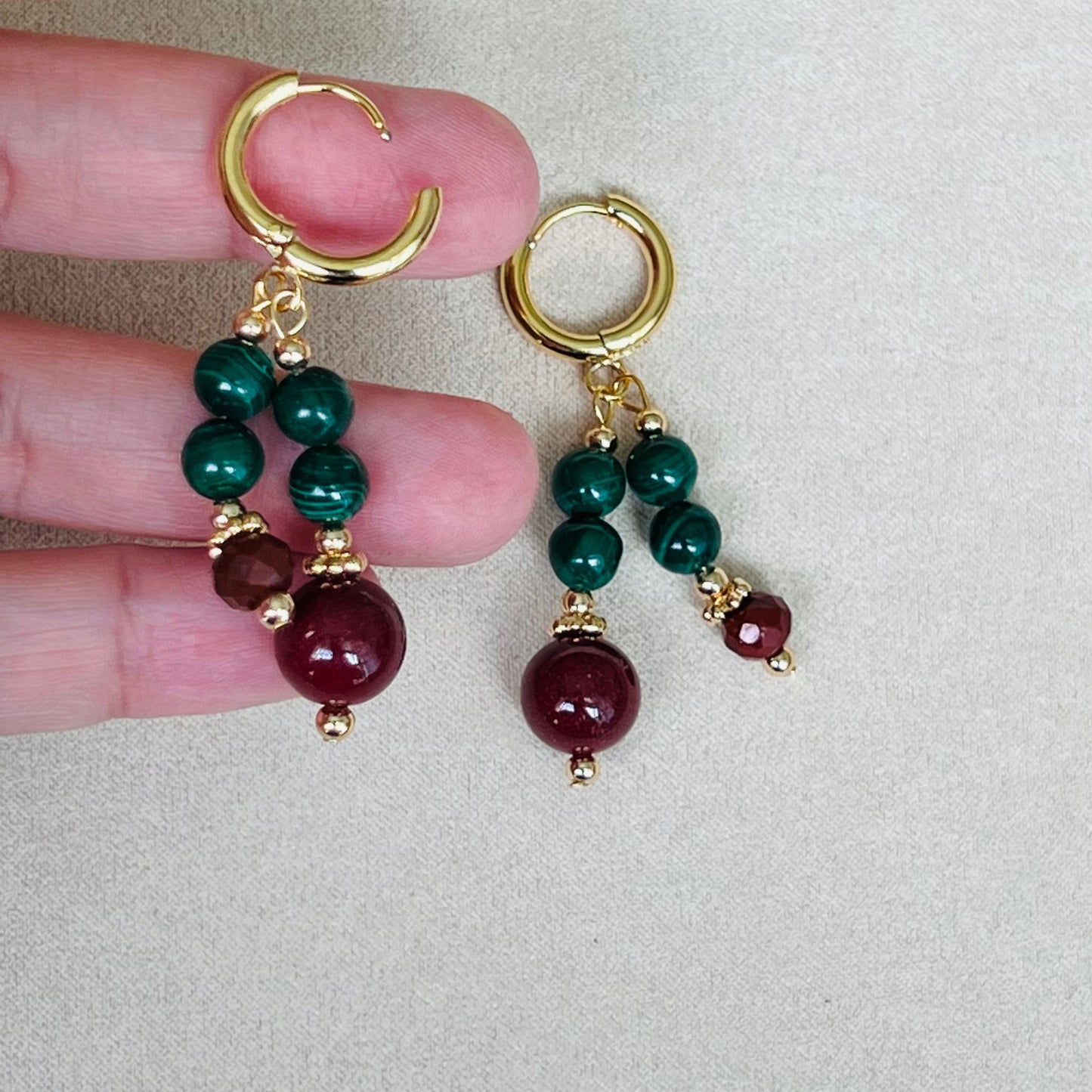 Baby Cherry Malachite Earrings