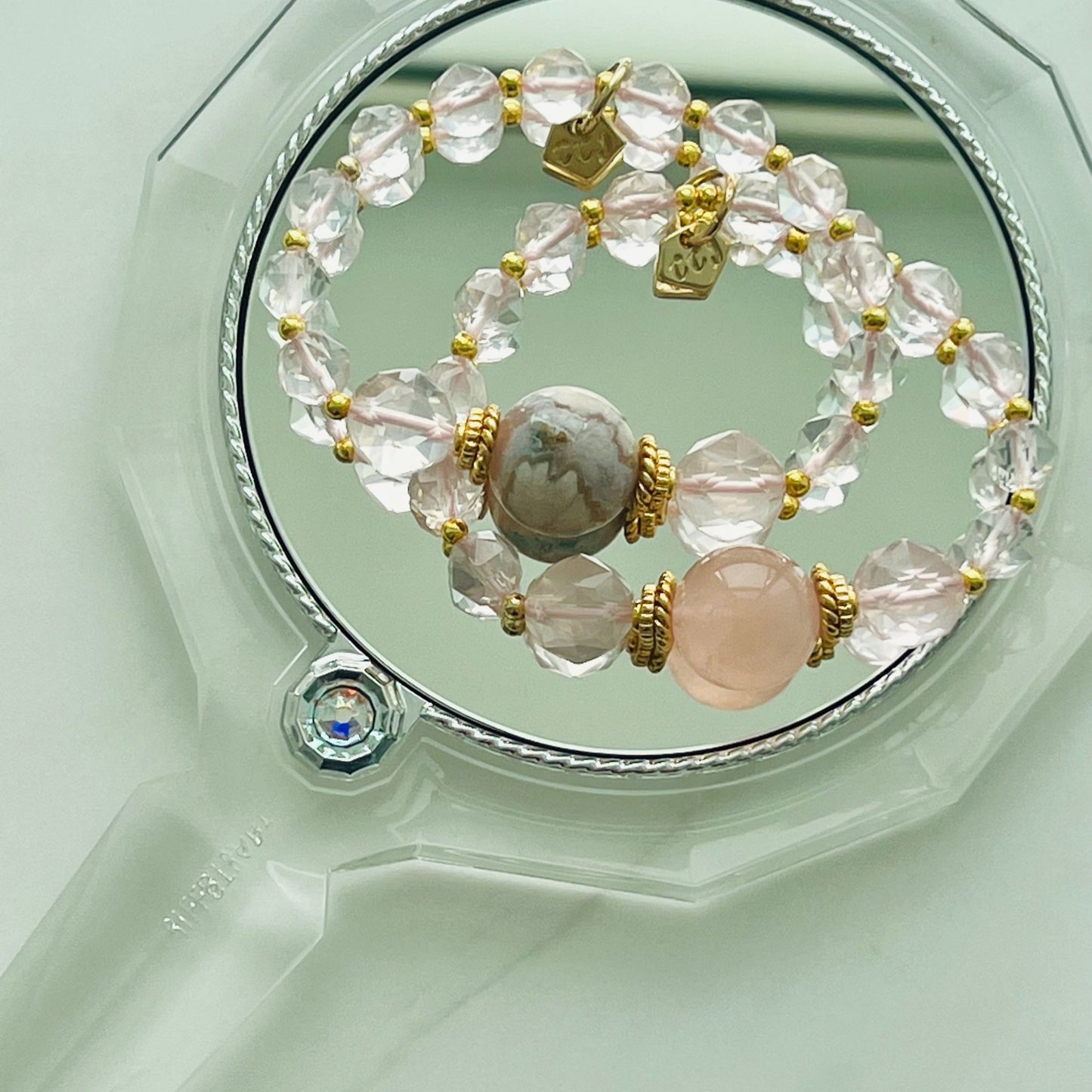 Sparkly Sakura Agate & Rose Quartz Bracelet