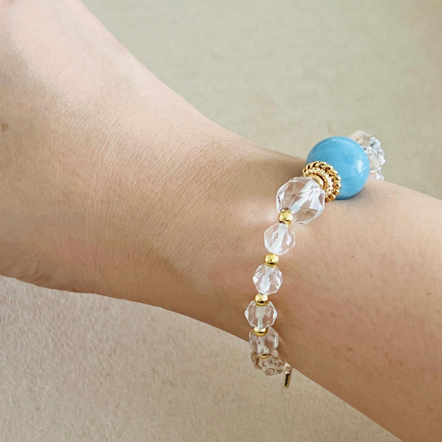 Sparkly Aquamarine & Quartz Bracelet