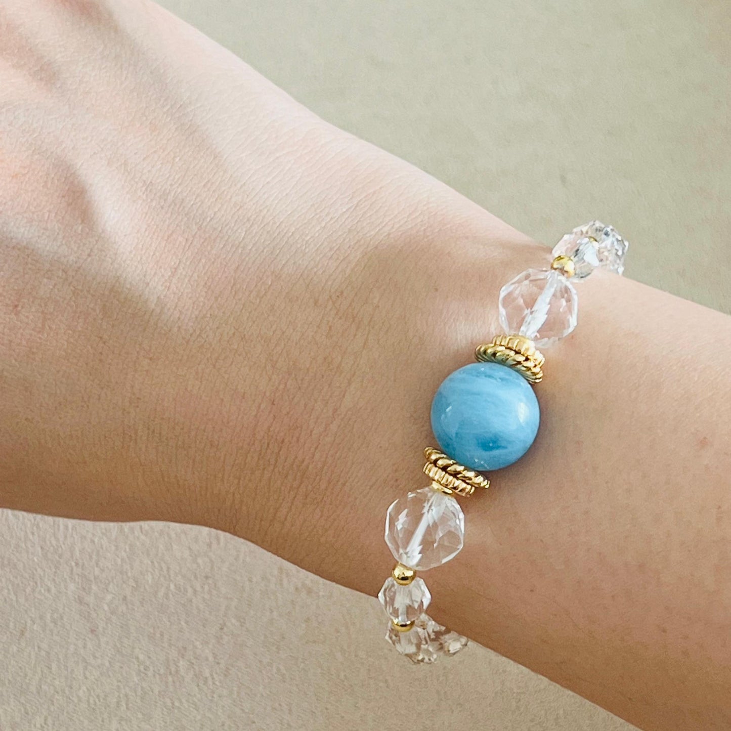 Sparkly Aquamarine & Quartz Bracelet