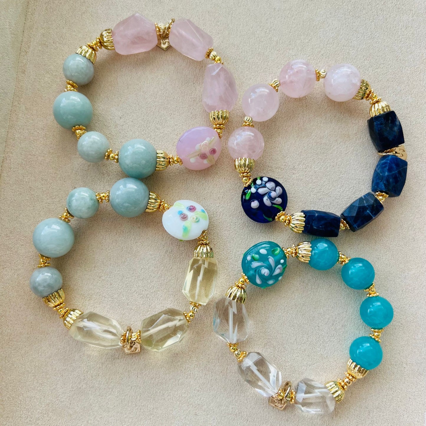 Jade & Raw Rose Quartz Bracelet