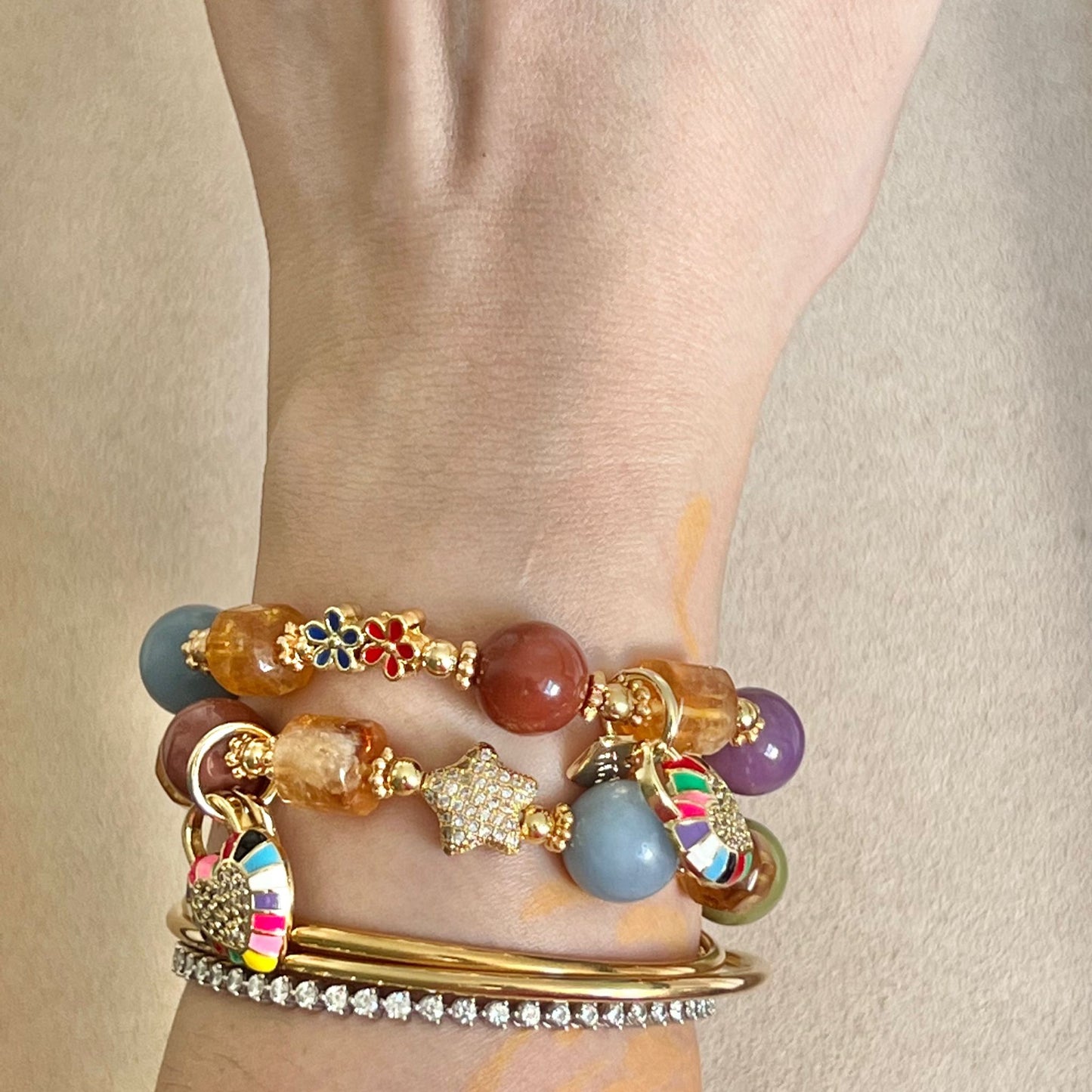 Star Alashan Agate Rainbow Bracelet