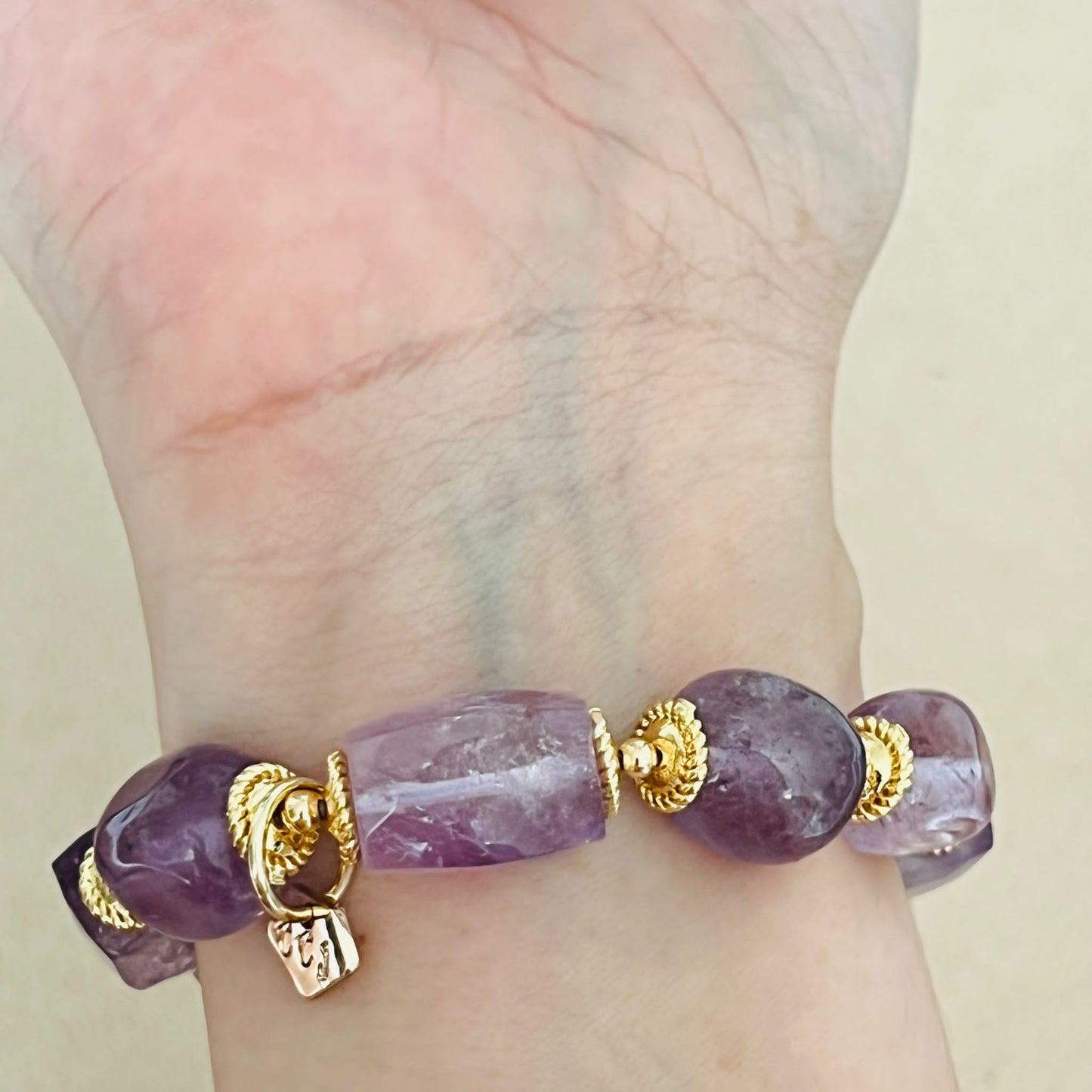 Raw Blue Apatite & Lavender Amethyst Bracelet
