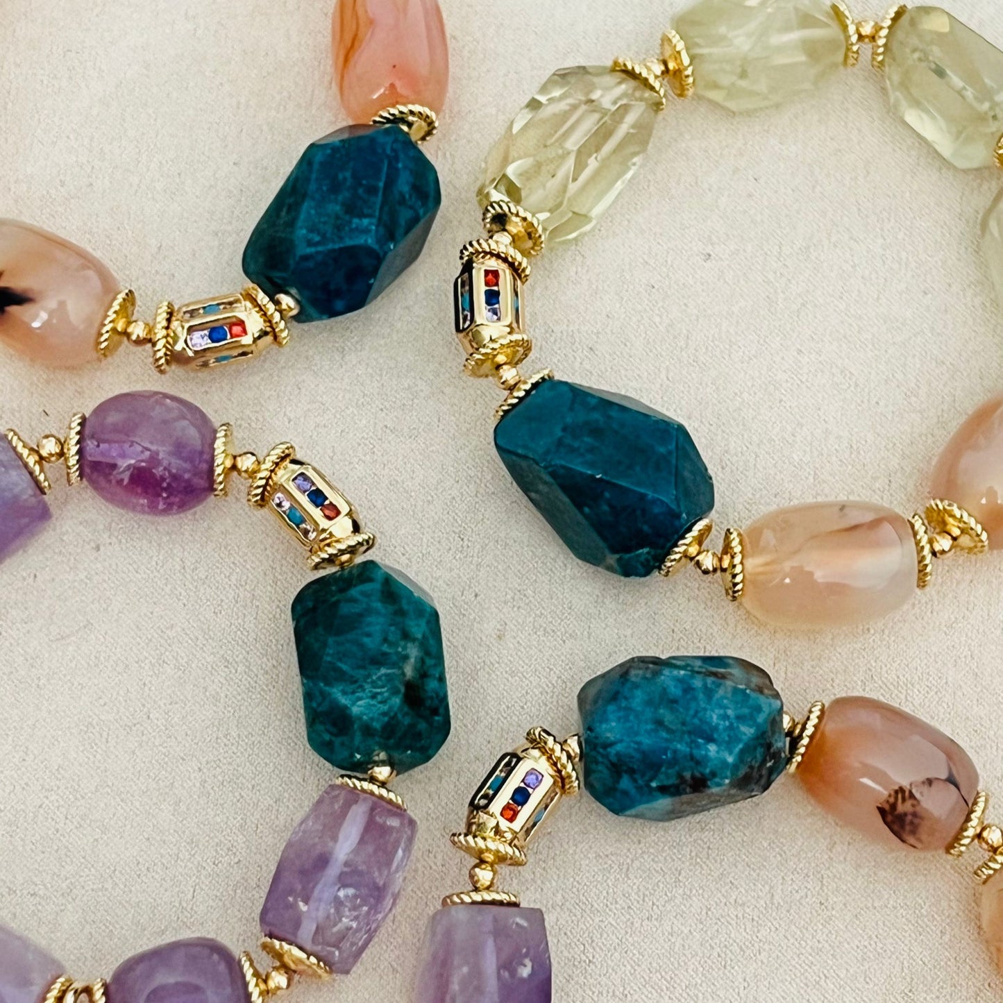 Raw Blue Apatite & Lavender Amethyst Bracelet