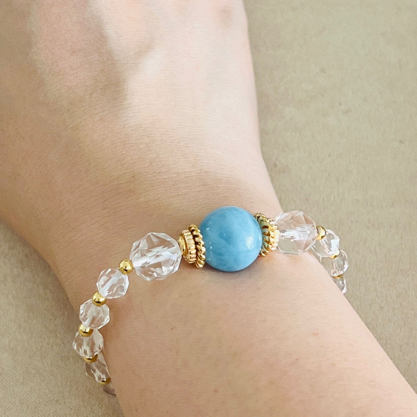 Sparkly Aquamarine & Quartz Bracelet