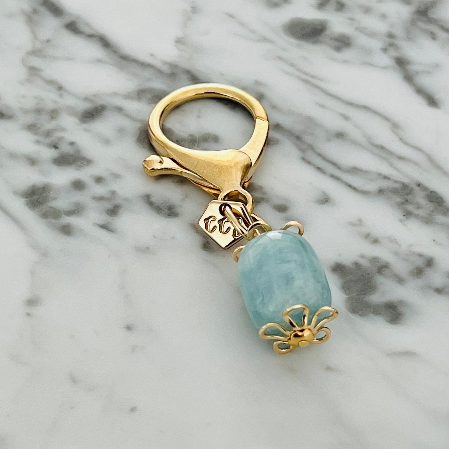 Aquamarine Bag Charm/ Key Ring