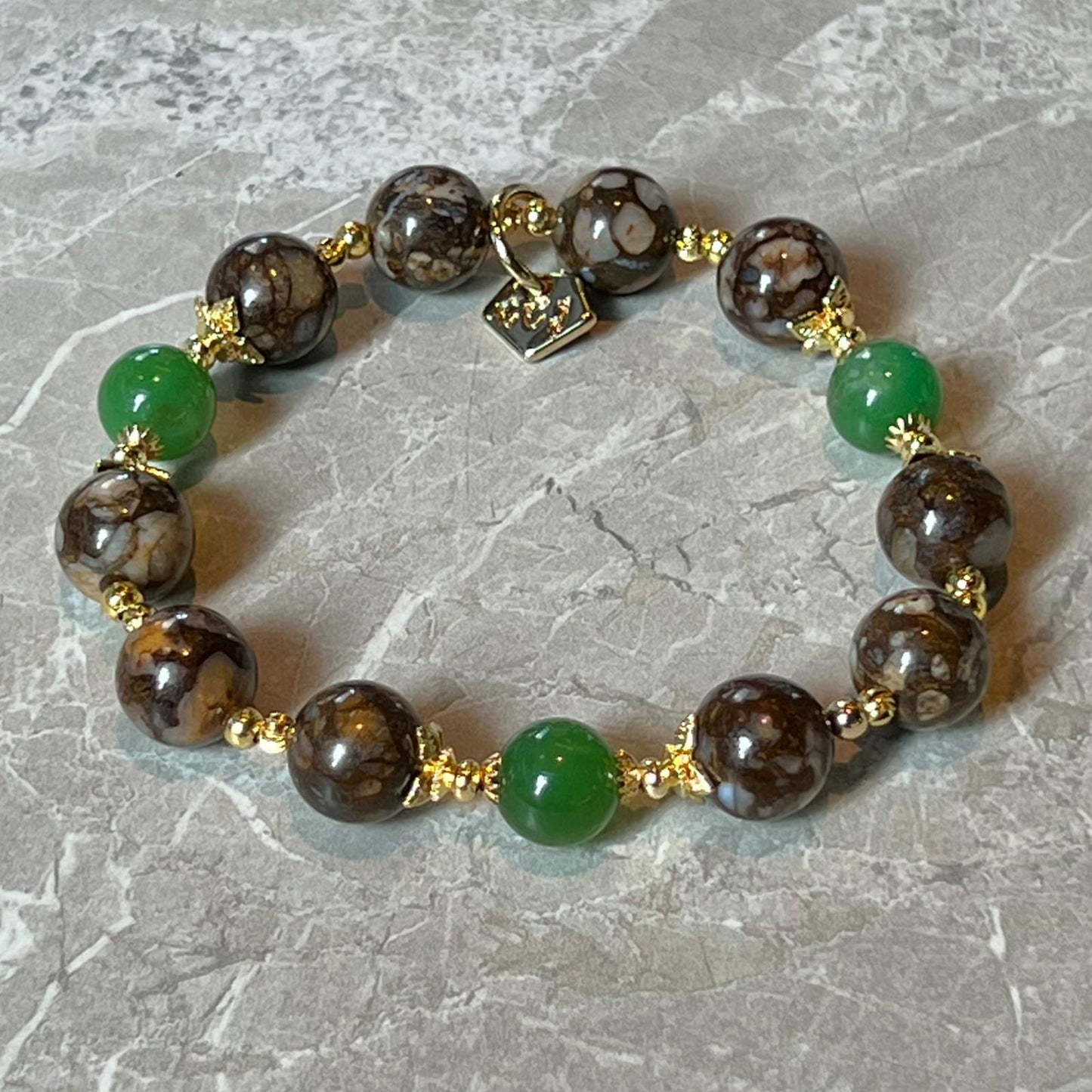 Ironstone Boulder Opal & Chrysoprase Bracelet