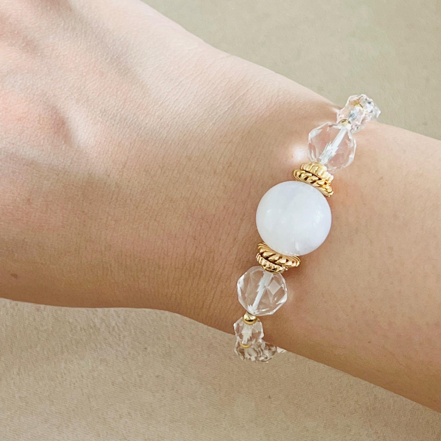 Sparkly Moonstone & Quartz Bracelet