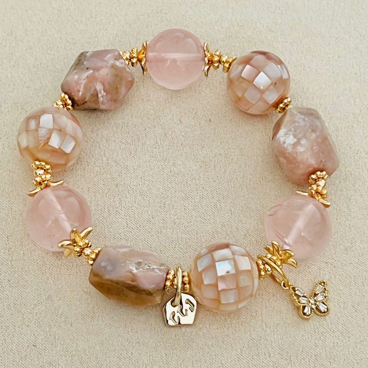 Peruvian Opal & Madagascar Rose Quartz Bracelet