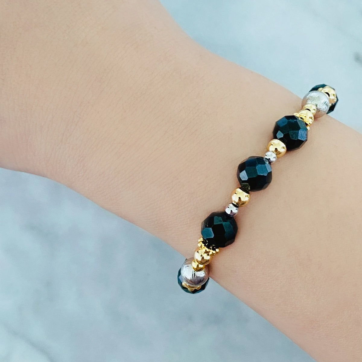 Meteorite & Black Spinel Bracelet
