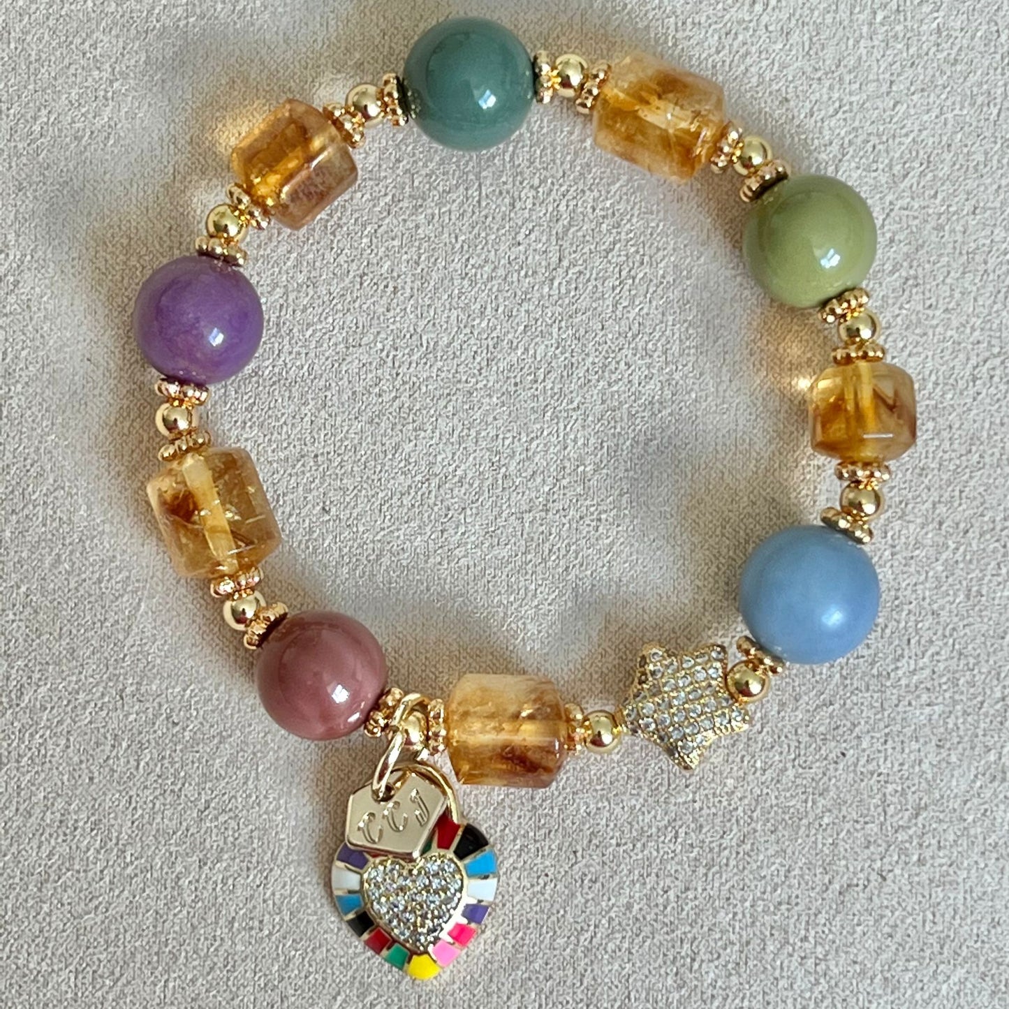 Star Alashan Agate Rainbow Bracelet
