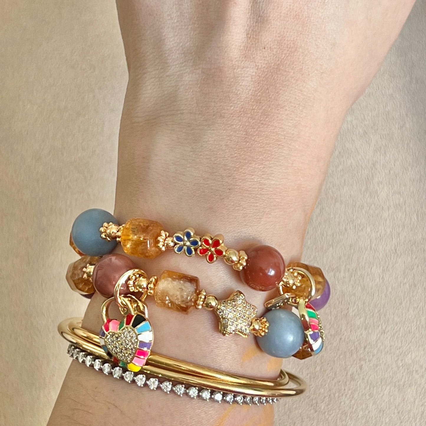 Star Alashan Agate Rainbow Bracelet