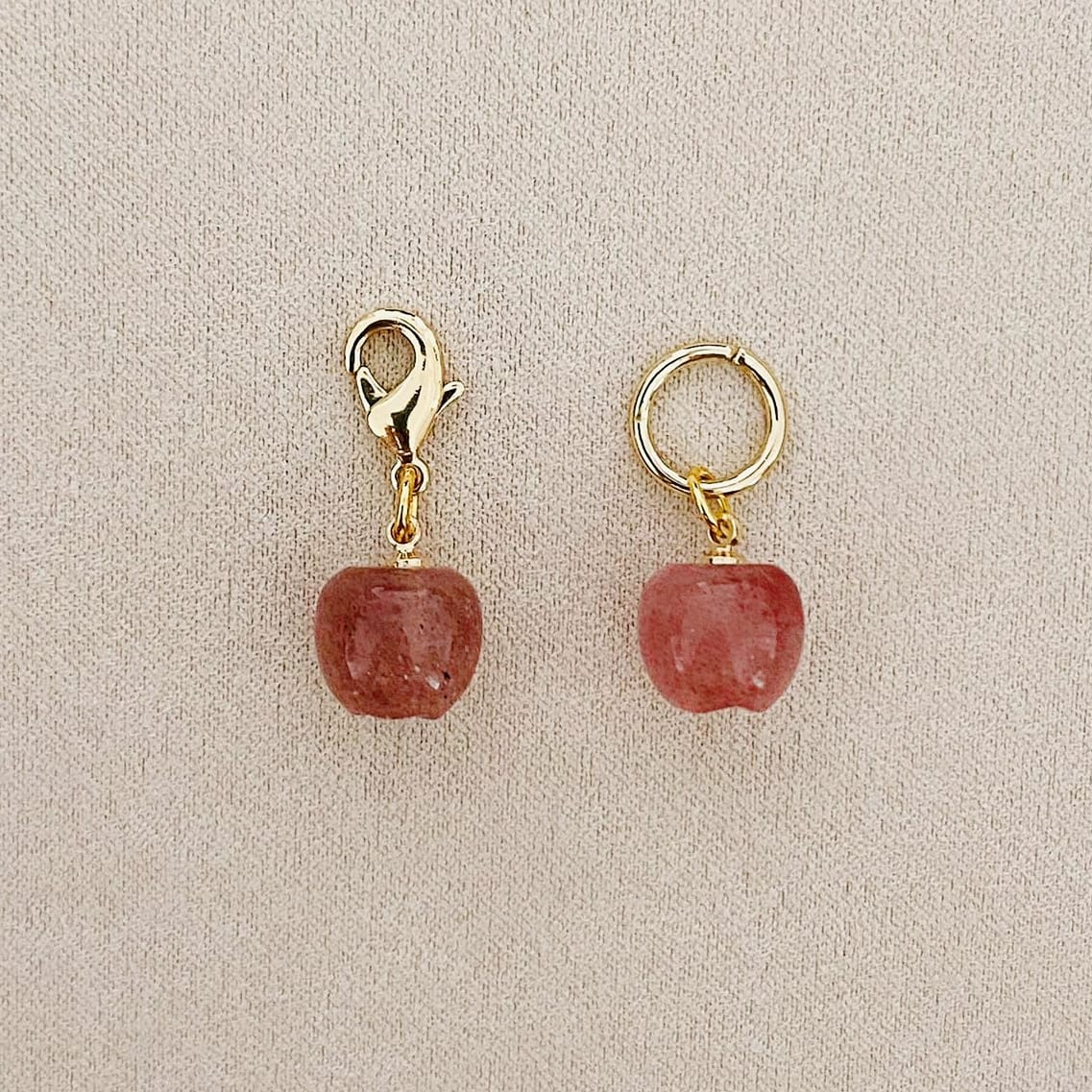 Strawberry Quartz Apple Charm