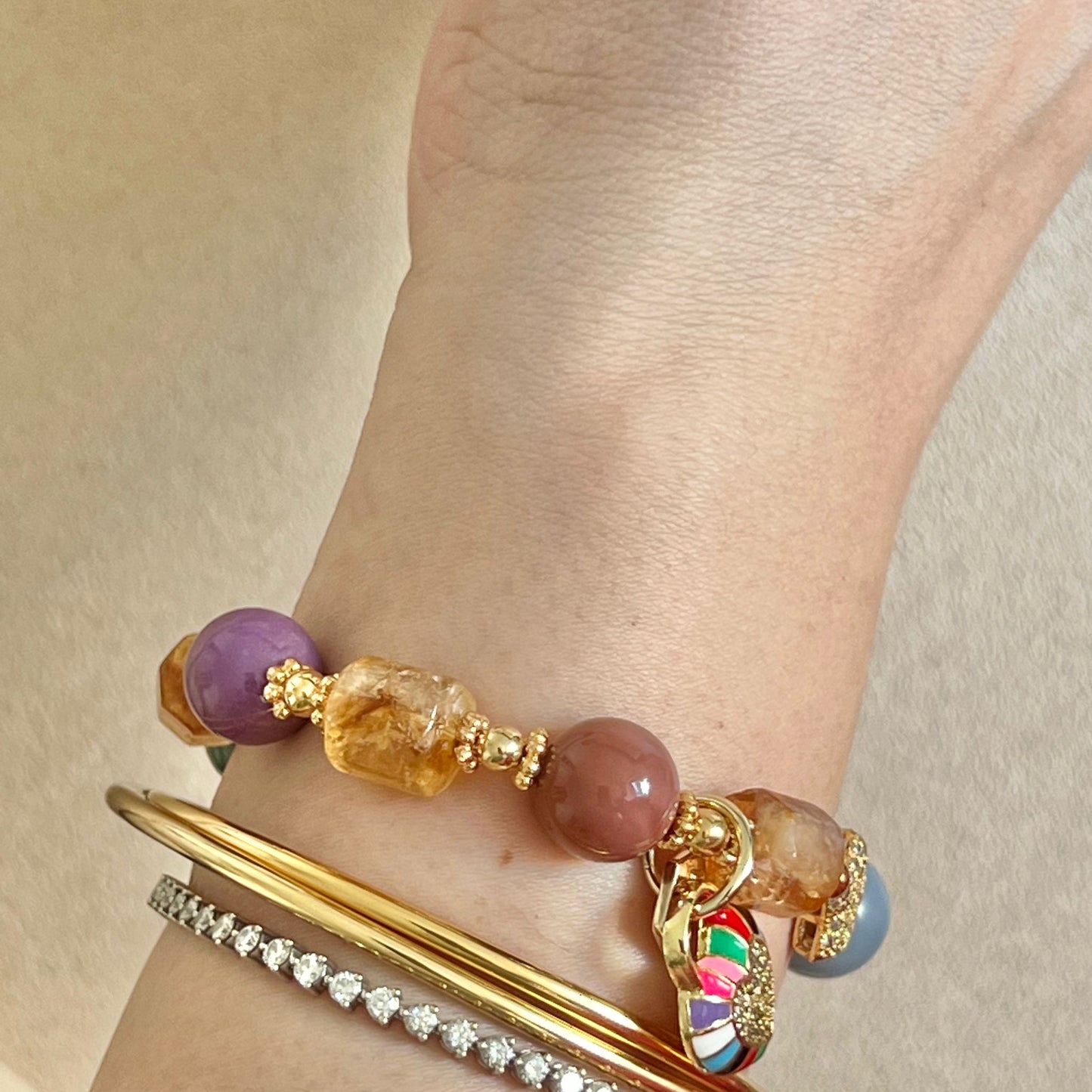 Star Alashan Agate Rainbow Bracelet