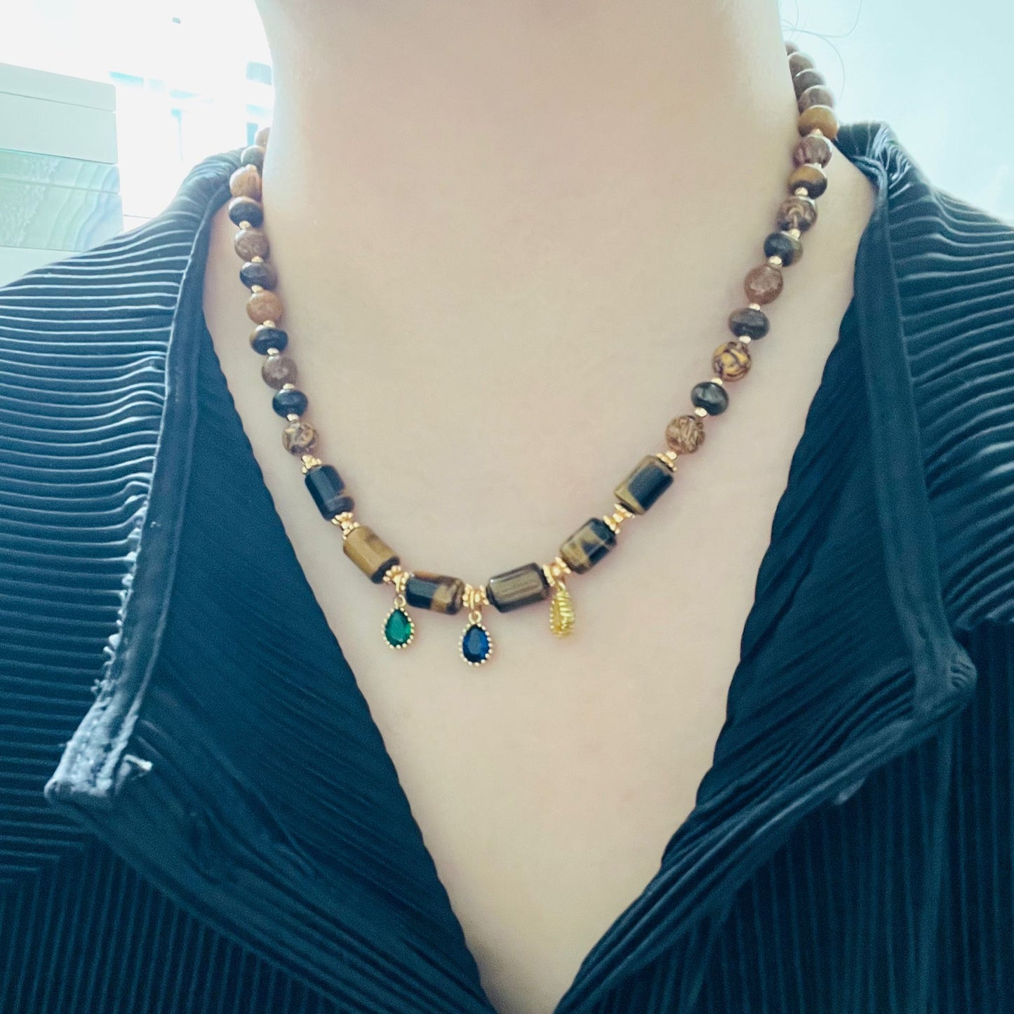 Tigereye & Elephant Jasper Necklace