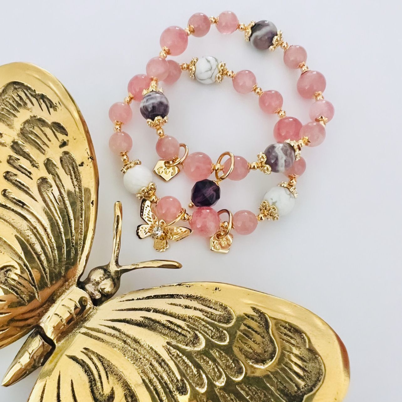 Madagascar Rose Quartz & Howlite Bracelet