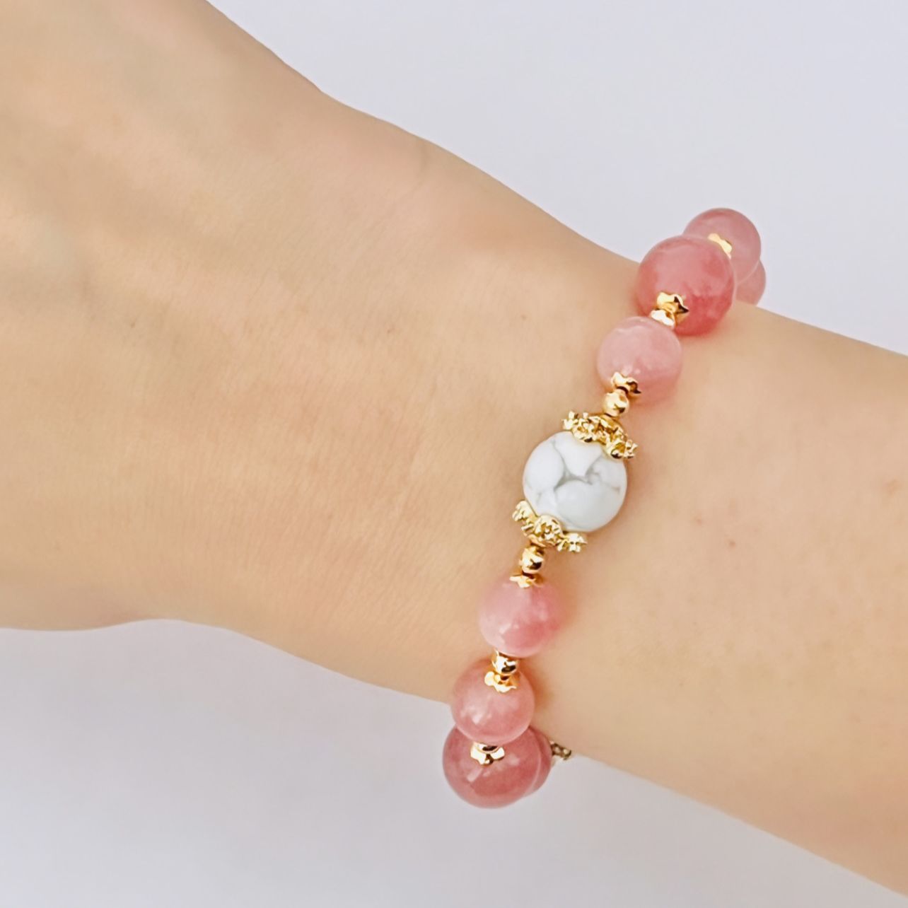 Madagascar Rose Quartz & Howlite Bracelet